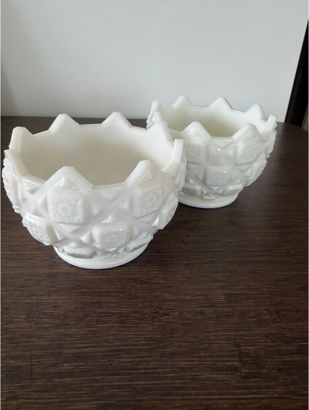 Vintage Westmoreland Milk Glass Candy Dish in “Old Quilt” Patter.